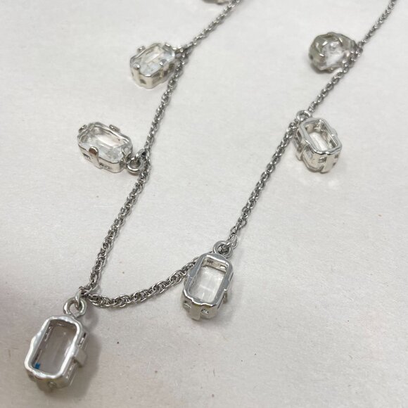 Ann Taylor Crystal Drop Necklace Silver-Tone Long‎ Classic Elegant Dressy - Picture 8 of 11